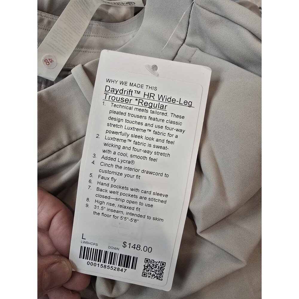 Lululemon Daydrift High-Rise Wide-Leg Trouser Regular Size L, Downtown Tan NWT - Picture 4 of 4